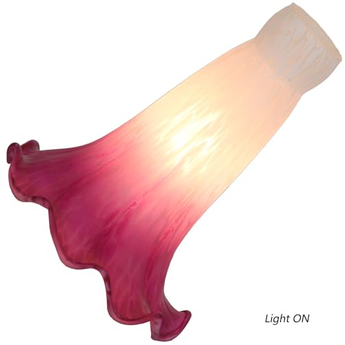 Bieye LS03S Lily Flower Blown Glass Lampshade (White Purple, Opening I.D. 0.87" x O.D. 1") - color: White Purple, size: Small I.D. 0.87" x O.D. 1"