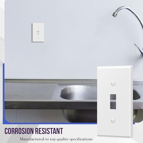 ENERLITES Toggle Light Switch Metal Wall Plate, 1-Gang, White Matte - color: White Matte, size: Standard Size