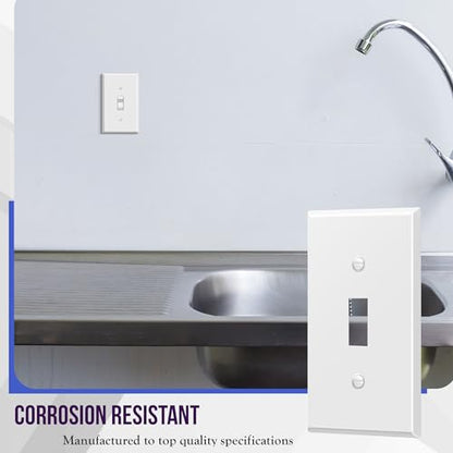 ENERLITES Toggle Light Switch Metal Wall Plate, 1-Gang, White Matte - color: White Matte, size: Standard Size