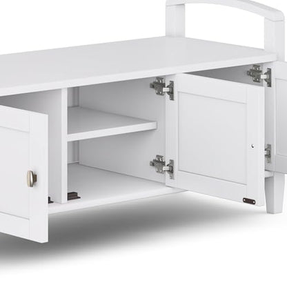 SIMPLIHOME Warm Shaker Storage Bench and Cabinet Set in Light Golden Brown - color: White