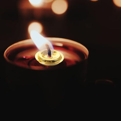 DECHOUS 20Pcs Floating Wick Holders for Oil Lamps Aluminum Round Floating Wick Discs Golden Buddhist Oil Lamps Holders for Temple Oil Candles