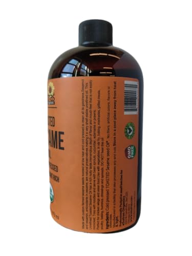 Toasted Sesame Oil Organic 16 Oz Artisanal, Great for Stir Fry, Curries Noodles, or As A Marinade