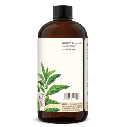 Banyan Botanicals Organic Unrefined Sesame Oil – Rich & Warming Ayurvedic Massage Oil for Body & Scalp – Traditional Abhyanga Oil for Deep Tissue Grounding & Recovery – 24 oz – USDA Organic - size: 24 Fl Oz (Pack of 1)
