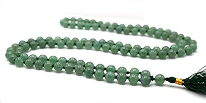Amazing Gemstone Japa Mala 108 Prayer Beads Necklace and Wrist Mala Bracelet for Meditation - color: Green Aventurine, size: Hand Knotted
