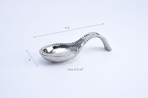 Pampa Bay Golden Salerno Titanium-Plated Porcelain Spoon Rest (Silver) - color: Silver