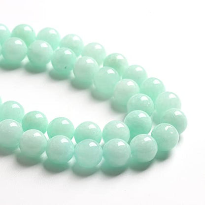 10MM 38PCS Natural Stone Amazonite Chalcedony Loose Beads for Jewelry Making DIY Bracelet Necklace 1 Strand - color: Amazonite Chalcedony, size: 10mm