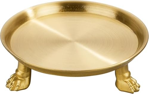 khtumeware 1 Pack 100% Solid Satin Brass Clawfoot Candle Dish - Pedestal Dish - Candle Holder - Jewelry Holder - Perfect for Wax Candles, Rings, and Trinkets - color: Satin Brass