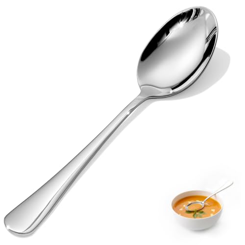 HIKAA 7.9 Inch Dinner Spoons Set of 4, Food Grade Stainless Steel Table Spoons, Mirror Polished Flatware, Smooth Edge, Dishwasher Safe for Home Kitchen Restaurant Party - size: 4-Piece