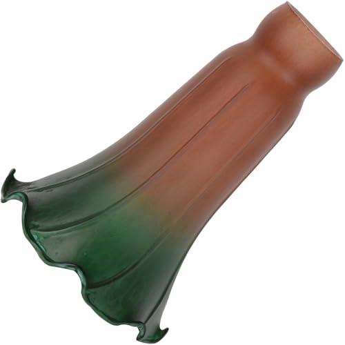 Bieye LS103 Lily Flower Blown Glass Lampshade (Amber Green, Opening I.D. 1.26" x O.D. 1.5") - color: Amber Green, size: Large I.D. 1.26" x O.D. 1.5"