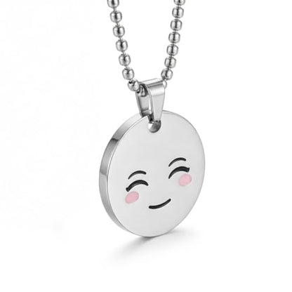 1" Stainless Steel Necklace Charms | Third Eye Vision | Peace Symbol | Finding Your Self | Yin & Yang | Moon Cat | Turtle Power | Flower of Life | | OM | Mystical Spiritual Protection, for Men & Women - style: Radiant Smile Silver