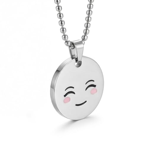 1" Stainless Steel Necklace Charms | Third Eye Vision | Peace Symbol | Finding Your Self | Yin & Yang | Moon Cat | Turtle Power | Flower of Life | | OM | Mystical Spiritual Protection, for Men & Women - style: Radiant Smile Silver