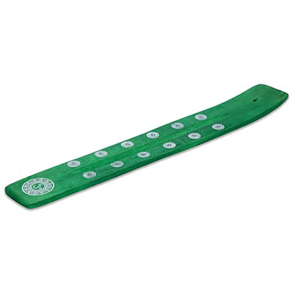 Bless-International Traditional-Handmade-Burner Wooden-Incense-Stick-Holder Ash-Catcher-Stand for-Aromatherapy-Meditation-Yoga (Earth Green) 10 Inches, Pack of 2 - color: Earth Green,10 Inch, size: Two Holders