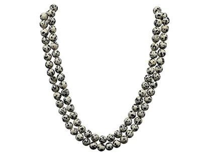 Amazing Gemstone Dalmatian Jasper Mala Beads - 108 Prayer Beads for Meditation and Mindfulness Practice, Handcrafted Mala Beads with Natural Gemstones for Spiritual Healing and Relaxation (Plain) - color: Dalmatian Jasper, style: Plain