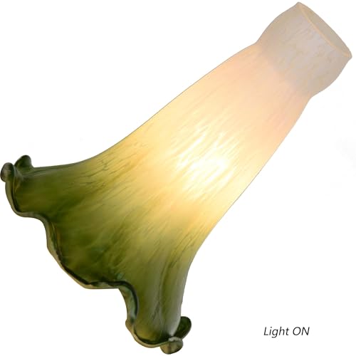 Bieye LS05S Lily Flower Blown Glass Lampshade (White Green, Opening I.D. 0.87" x O.D. 1") - color: White Green, size: Small I.D. 0.87" x O.D. 1"