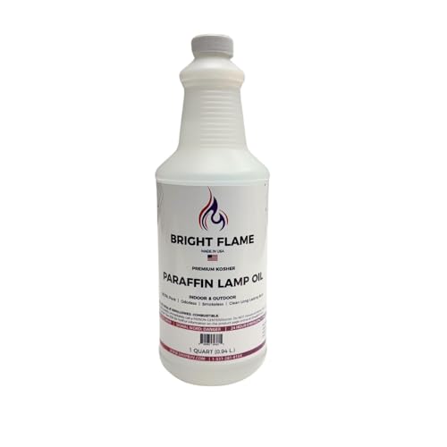 BVV Bright Flame High Purity Paraffin Lamp Oil - Smokeless, Clean Burning, Kosher, 99.5% Pure Bulk Size 1 Quart - size: 1 Quart