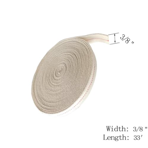 3/8" Inch Lamp Wick or Lantern Wick -Flat Cotton Oil Wicks for Hurricane Lamp or Kerosene Based Lanterns and Candle Burners，Red Stitch 33ft/ Roll - size: 3/8"-33feet(10m)