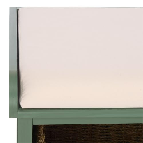 SAFAVIEH Furniture - Lonan Storage Bench - Dusty Green - Solid Wood - Farmhouse Lift-Top Design - Ideal for Entryway, Living Room, Hallway, 18" Seat Height (AMH5733J) - color: Dusty Green
