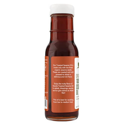 Kevala Organic Toasted Sesame Oil, 8 Ounce (Toasted Sesame oil, Organic, 8oz) (Pack of 2) - size: 8 Fl Oz (Pack of 2)