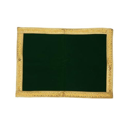 Set of 5 Mat Aasan Pooja Cloth God Idol Puja Temple Altar Cloth (7"X10") - color: Red, Green, Yellow, Blue and Marron