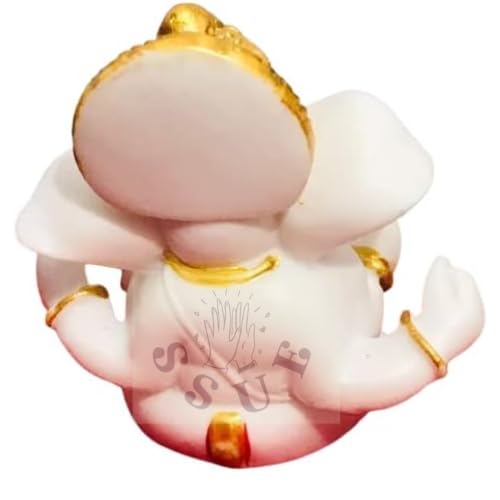 3" White Lord Ganesh/Ganesha Ganpati Bappa Idol Religious Figurine Murti Statue Puja Collections Diwali Decor Meditation Room Mandir Temple Pooja for Car/Vehicle Dashboard Gifts