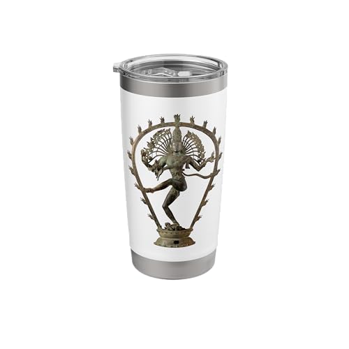 Hindu Shiva Nataraja Dancing Statue Stainless Steel Insulated Tumbler - color: White