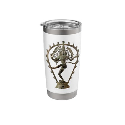 Hindu Shiva Nataraja Dancing Statue Stainless Steel Insulated Tumbler - color: White