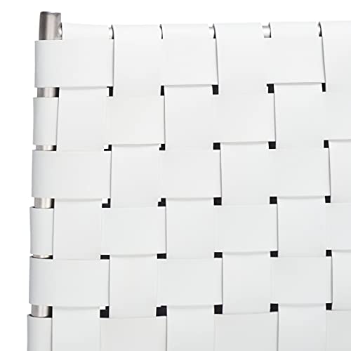 SAFAVIEH Home Collection Bahari White Woven Leather/Silver Woven 26-inch Kitchen Island Breakfast Nook Counter Stool (Fully Assembled) - color: White/Silver