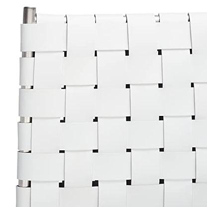 SAFAVIEH Home Collection Bahari White Woven Leather/Silver Woven 26-inch Kitchen Island Breakfast Nook Counter Stool (Fully Assembled) - color: White/Silver