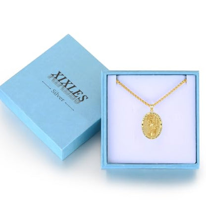 Silver/14K Gold Patron Saint Medal Amulet Necklace for Men Women - color: Gold, style: 26A-St Sebastian Swimming