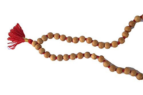 8MM Tulsi mala Beads Necklace Holy Basil 108 + 1 Beads Ram Japa Prayer Mala Energized 108 Hindu Tibetan Buddhist Rosary for Chanting Mantra - color: Red Tessel