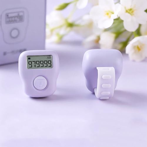 Rechargeable Silent Finger Counter 6 Channels Digital Tasbih Tally Clicker with LED for Prayer Knitting Sports Gift - color: Purple