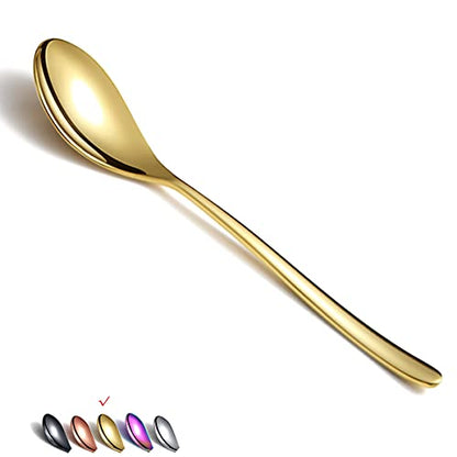 Gold Dinner Spoons 6 Piece, 8.1'' Stainless Steel Tablespoons, Soup Spoons, Dessert Spoons, Spoons Silverware for Home, Kitchen or Restauran,Dishwasher Safe - color: 2. Gold