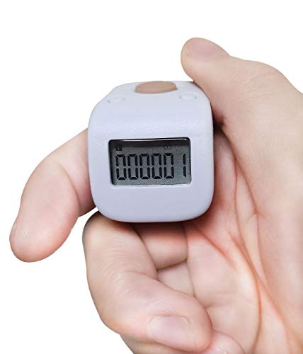 Rechargeable Silent Finger Counter 6 Channels Digital Tasbih Tally Clicker with LED for Prayer Knitting Sports Gift - color: White X