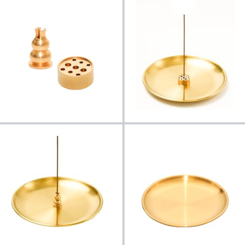 3 in 1 Incense Burner, 5.51 Inch Incense Holder Set - color: Gold, size: 3 in 1