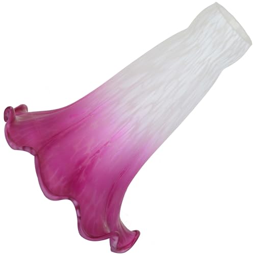 Bieye LS03S Lily Flower Blown Glass Lampshade (White Purple, Opening I.D. 0.87" x O.D. 1") - color: White Purple, size: Small I.D. 0.87" x O.D. 1"