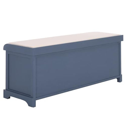SAFAVIEH Furniture - Lonan Storage Bench - Blue - Solid Wood - Farmhouse Lift-Top Design - Ideal for Entryway, Living Room, Hallway, 18" Seat Height (AMH5733H) - color: Blue