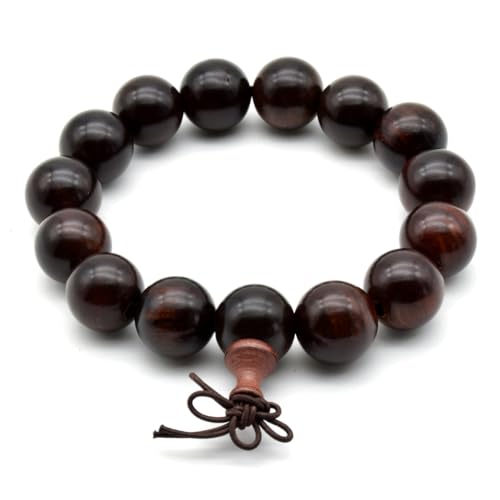 Zen Dear Unisex Natural Rosewood Prayer Beads Buddha Buddhist Prayer Meditation Mala Necklace Bracelet - style: 15mm 15 beads