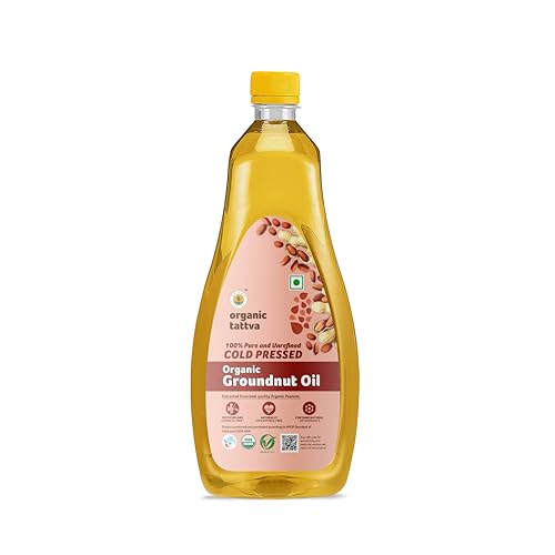 Organic Tattva Cold Pressed Groundnut Oil, 1 L, Pure Peanut Oil for Cooking