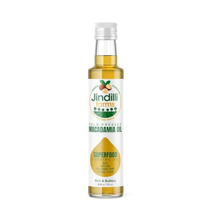 Jindilli Farms Macadamia Nut Cooking Oil, Pure Cold-Pressed, 8.5 Fl Oz - size: 8.5 Fl Oz (Pack of 1)