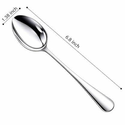 12 Pieces Heavy Duty Teaspoons Set,6.8" Tea Spoons,Stainless Steel teaspoon - size: 12