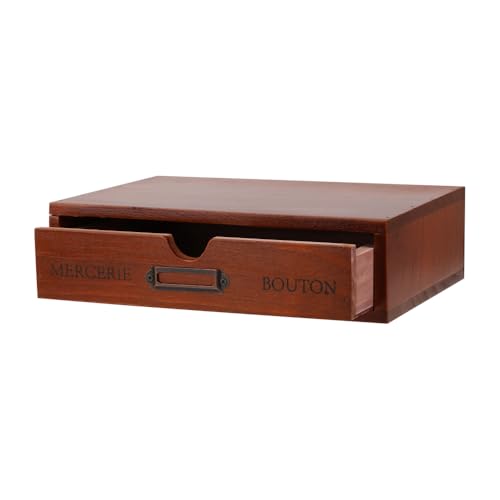 Wooden Drawers Brown Wood Desktop Organizer with Drawers - color: BROWN01