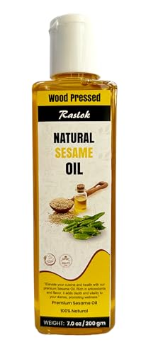 Raslok Pure Natural Sesame Oil 7 Ounces) | Extra virgin | Wood Pressed |For Toasting Coooking | Indian Tasty Twist |