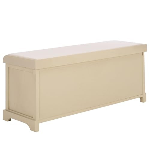 SAFAVIEH Furniture - Lonan Storage Bench - Sand - Solid Wood - Farmhouse Lift-Top Design - Ideal for Entryway, Living Room, Hallway, 18" Seat Height (AMH5733G) - color: Sand