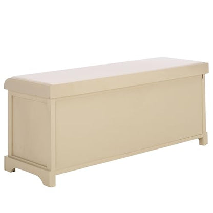 SAFAVIEH Furniture - Lonan Storage Bench - Sand - Solid Wood - Farmhouse Lift-Top Design - Ideal for Entryway, Living Room, Hallway, 18" Seat Height (AMH5733G) - color: Sand