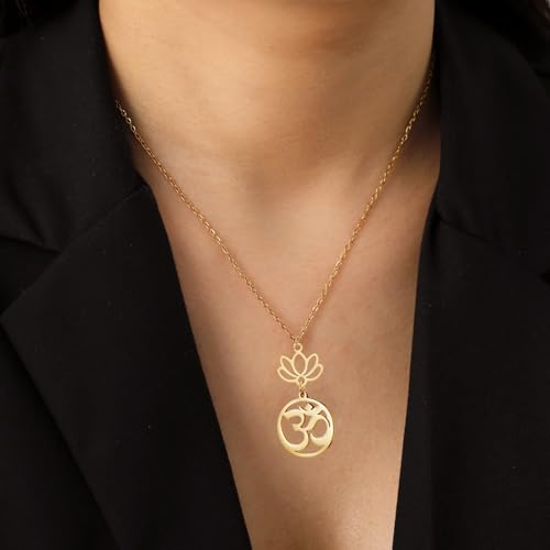 Women OM Necklace Indian Yoga Aum Om Ohm Pendant Necklace Stainless Steel Hindu Meditation Charm Sanskrit Symbol Spiritual Amulet Jewelry for Women Men - color: G-2pcs pendant