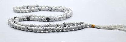 Amazing Gemstone Howlite Mala Beads - 108 Prayer Beads for Meditation and Mindfulness Practice, Handcrafted Mala Beads with Natural Gemstones for Spiritual Healing and Relaxation (Plain) - color: Howlite, style: Plain