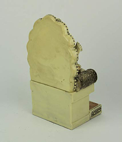 Zeckos Ganesha Statue 11 Inch, Seated on Throne Reading Scripture