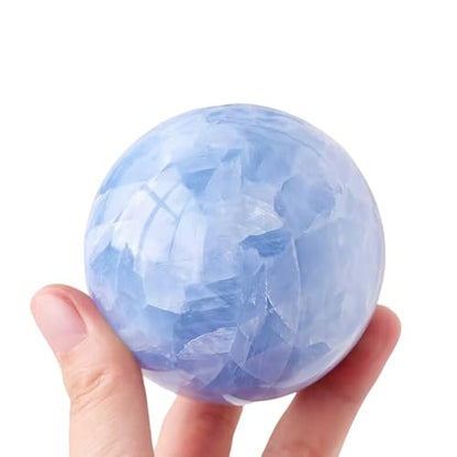 1.6-2 inch Natural Celestite Crystal Ball with Stand, Polished Crystal Sphere - color: Celestite, size: 40-50mm