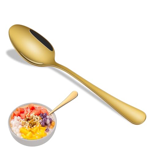 Gold Soup Spoons,8 PCs 7.3 Inch Dinner Spoons,Durable Mirror Polishing Stainless Steel Silveware Main Spoon,Dishwasher Safe Gold Table Spoon For Home Restaurant Hotel - size: 8-Piece(Gold)