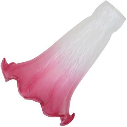 Bieye LS02S Lily Flower Blown Glass Lampshade (White Pink, Opening I.D. 0.87" x O.D. 1") - color: White Pink, size: Small I.D. 0.87" x O.D. 1"